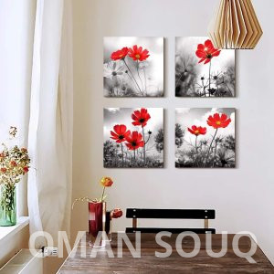 hyidecorart 4pcs Modern Salon Theme Black and White Plant