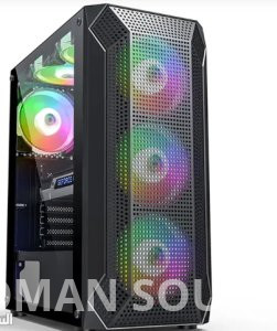 كيس من شركة sama مقاس atx مع 4 مراوح rgb (3 امام + 1 خلف) الكيس جديد غير مستعمل فقط مفتوح الكرتون