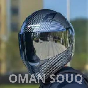 خوذة موتوسيكل كاملة الوجه مع عدستين وجناح خلفي، بحبكة من ألياف الكربون، مصنوعة من مادة ABS، خوذة دراجة نارية للكبار